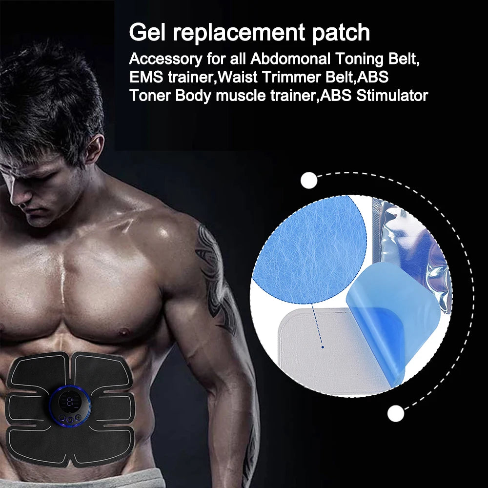 8 Modes ABS Stimulator Abdominal Massager Muscle Stimulator Fitness EMS Device Trainer 19 Gear Adjustment Electrode Stickers Pad